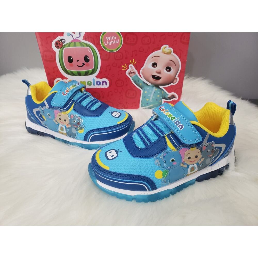 NEW SIZE 10 EASY ON/OFF CoComelon Light Up Athletic Tennis Shoes Sneaker Toddler